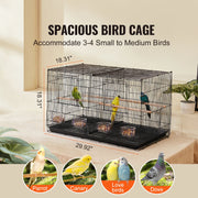 Charger l'image dans la visionneuse de galerie, Amocart 30In Flight Bird Cage Stackable Divided Small Animal Cage for Kinds of Birds Pet Travel Birdcage with Handle and Perche