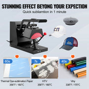 Bild in Galerie-Viewer laden, Amocart Hat Heat Press 4 in1 Cap Heat Press Machine 6x3inches Clamshell Transfer LCD Digital Timer Temperature Control
