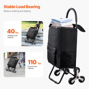Load image into Gallery viewer, SucceBuy 36L 110Lbs Grocery Cart Folding Shopping Cart Hand-pulled Trolley Household Portable Storage Stair Climbing Handcart