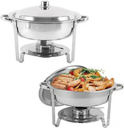 Bild in Galerie-Viewer laden, Amocart 4 Pack Chafing Dish Buffet Set Stainless Steel Chafer w/4 Full Size Pan Round Catering Warmer Server for Party Banquets