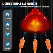 Load image into Gallery viewer, Amocart Retractable Extension Cord Reel 50FT Lighted Triple Tap Outlet 13Amp Circuit Breaker 180° Swivel Bracket Electrical Use
