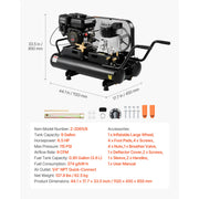 Charger l'image dans la visionneuse de galerie, SucceBuy Compresseur d'air à essence 9 gallons à double réservoir 6,5 CV 9 CFM avec réservoir sur roues pour le gonflage des pneus