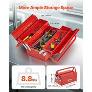 Load image into Gallery viewer, Amocart Metal Tool Box 2-Tier 3-Tray Portable Folding Tool Chest Organizer with Handle & Lock Toolbox for Factory Repair Shop