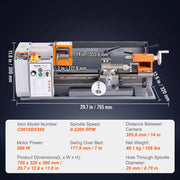 Load image into Gallery viewer, SucceBuy Metal Lathe Machine 7'' x 13.78'' 0-2200 RPM Continuously Variable Speed 500W & Tool Box for Processing Precision Parts