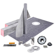 Bild in Galerie-Viewer laden, Amocart Waterproofing Shower Kit 38''x60'' Shower Kit Tray With Offset Drain PVC Or ABS 4" Stainless Steel Grate 2 Cuttable