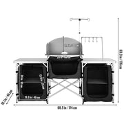 Load image into Gallery viewer, SucceBuy Camping Outdoor Kitchen Table Cabinet Foldable Folding Cooking Storage Rack Aluminum Alloy Bracket for BBQ Picnic - AMOCART