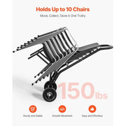 Charger l'image dans la visionneuse de galerie, SucceBuy 150LBS Folding Chair Rack Metal Chair Storage Cart with Rubber Wheels Push-Style Chair Holder for Stacking 10 Chairs