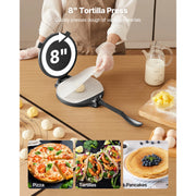 Load image into Gallery viewer, Amocart 8 10 Inch Tortilla Press Cast Iron Tortilla and Roti Maker Heavy Duty Tortilladora Press Pataconera Makers w/Handle