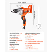 Load image into Gallery viewer, SucceBuy Drill Mixer 1/2in 5/8 in Corded Electric Drill Mixer Set Mixing Drills Machine D-Handle Handheld Cement Mixers - AMOCART