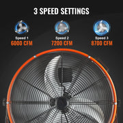 Load image into Gallery viewer, Amocart Drum Fan24 Inch High Velocity Shop Fan Use 3-Speed 8600CFM 360°0-2h Timer Fan to Warehouse Workshop Factory Basement