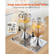 Load image into Gallery viewer, Amocart Beverage Dispenser 2.1 Gallon x2 Drink Dispenser, Stainless Steel + Plastic with Spigot Chamber Tray for Restaurants