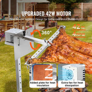 Load image into Gallery viewer, SucceBuy Electric BBQ Rotisserie Grill Kit Automatic 42W Motor Height Adjustable Universal Roaster Stand Spit Rod w/ Heat Shield