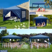 Load image into Gallery viewer, 10x10 FT Pop Up Canopy Tent with 4 Sidewalls, Blue 210D Waterproof Oxford Folding Gazebo, 2 Doors & 2 Windows, Powder Coated Steel Frame Outdoor Shade Shelter with Carry Bag for Market Camping Events