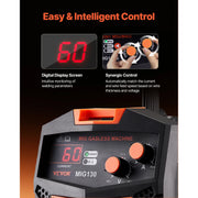 Load image into Gallery viewer, SucceBuy MIG Welder 130Amp Synergic Mig Welding Machine Gasless Flux Core Welder Portable Mig Welder with Digital Display Screen - AMOCART