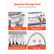 Load image into Gallery viewer, SucceBuy Baby Changing Table Foldable Diaper Change Station with 2 Fabric Drawers Side Basket & Hanging Rod Adjustable Height