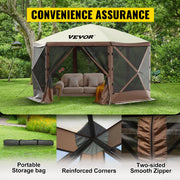 Load image into Gallery viewer, SucceBuy Pop-up Camping Gazebo Camping Canopy Shelter 6 Sided 12' x 12' / 10' x 10' Sun Shade Tents & Canopies Camping & Hiking