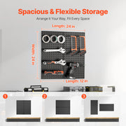 Load image into Gallery viewer, SucceBuy 24 x 12in 2/4pcs Metal Pegboard Panels Wall Organizer with Hooks Accessories for Garage Tool Storage Craft Room Home - AMOCART