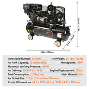 Load image into Gallery viewer, SucceBuy 7HP/15HP Gas Power Air Compressor 10/20/30 Gallon Air Compressor Tank 115PSI Max Pressure for Construction Workshop - AMOCART