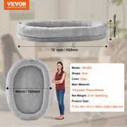 Charger l'image dans la visionneuse de galerie, SucceBuy Human Dog Bed Human Dog Bed for Adult Human Size Dog Bed with Washable Faux Rabbit Fur Cover Egg Orthopedic Foam Grey