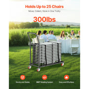 Bild in Galerie-Viewer laden, Amocart 300LBS Folding Chair Rack Cart L-shape Horizontal Placement with Rubber Wheels Metal Chair Storage Dolly for 25 Chairs