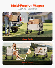 Load image into Gallery viewer, SucceBuy Collapsible Folding Wagon 550lb Load,220L Wagon Cart Converts to Bench Utility Wagon with Adjustable Handle for Camping