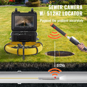 Load image into Gallery viewer, SucceBuy Sewer Camera with 512Hz Locator IP68 9" Pipeline Inspection Camera w/DVR Function w/12 Adjustable LED and 16 GB SD Card