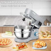 Load image into Gallery viewer, SucceBuy Stand Mixer Electric Dough Mixer with 6 Speeds LCD Screen Timing 5.8 Qt Stainless Steel Bowl Dough Hook Flat Beater - AMOCART