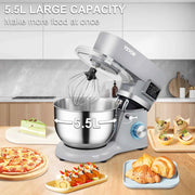 Load image into Gallery viewer, SucceBuy Stand Mixer Electric Dough Mixer with 6 Speeds LCD Screen Timing 5.8 Qt Stainless Steel Bowl Dough Hook Flat Beater