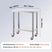 Bild in Galerie-Viewer laden, SucceBuy Stainless Steel Kitchen Worktable shelves Commercial Work Bench Table with Caster Wheels for Home Restaurant Storage