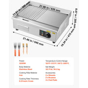 Load image into Gallery viewer, SucceBuy Commercial Electric Griddle 50-300°C Adjustable Temp Control, Stainless Steel Countertop Flat Top Grill for Steak Panc