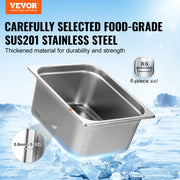 Load image into Gallery viewer, SucceBuy 4" 6" Deep Steam Table Pan 1/2 Size Hotel Pans for chafing 201 Stainless Steel Food Container for Party BBQ Baking - AMOCART