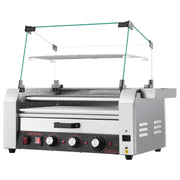 Load image into Gallery viewer, SucceBuy Hot Dog Roller Stainless Steel Sausage Grill Cooker Hot Dog Machine with Bun Warmer Cover 3 Temp Control for Commercial