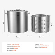 Load image into Gallery viewer, Amocart 36-100QT Stainless Steel Stockpot Cooking Pots Cookware Sauce Pot with Basket Lid Heavy Duty Commercial Grade Stock Pot