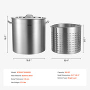 Load image into Gallery viewer, SucceBuy 36-100QT Stainless Steel Stockpot Cooking Pots Cookware Sauce Pot with Basket Lid Heavy Duty Commercial Grade Stock Pot - AMOCART