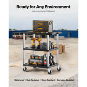 Charger l'image dans la visionneuse de galerie, Amocart 300lbs Utility Service Cart Three-Shelf Plastic Rolling Hand Cart with 360° Swivel Wheels for Warehouse Garage Cleaning