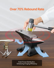 Load image into Gallery viewer, SucceBuy Single Horn Anvil Cast Steel Anvil High Hardness Rugged Round Horn Anvil for Blacksmiths Stable Base Metal Working Tool - AMOCART