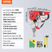 Load image into Gallery viewer, Amocart 1320-2200 lbs Wireless Electric Hoist with 40ft Single Cable Lifting Height Steel Wire Winch Garage Warehouse Factory