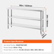 Load image into Gallery viewer, SucceBuy Stainless Steel Food Prep Table Commercial Kitchen Worktable with 2 Adjustable Undershelf for BBQ Kitchen Garage