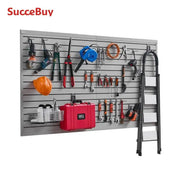 Charger l'image dans la visionneuse de galerie, Amocart 8x4ft White/Grey Slat Wall Paneling PVC Garage Slatwall with Accessories Adjustable Tool Storage Panel Fits for Display