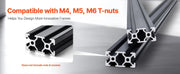 Load image into Gallery viewer, SucceBuy Linear Rail 4-5 PCS 1000mm/1200mm/1500mm/2000mm T Slot 2040 Aluminum Extrusion Profile for 3D Printer, CNC Machine DIY