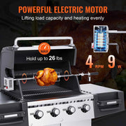 Load image into Gallery viewer, Amocart 39-56inch Universal Grill Rotisserie Kit for Grills Electric BBQ Grill w/Motor Stainless Steel Automatic Grilling Kit