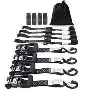 Load image into Gallery viewer, SucceBuy 4pcs Trailer Ratchet Tie Down Straps with Padded Handles Hook Brake Binding Belt for Moving Securing Cargo Motorcycle