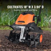 Load image into Gallery viewer, SucceBuy 12 Amp Electric Tiller 18" Tilling Width 3.94" Tilling Depth Corded Electric Tiller/Cultivator Steel Mn Tines Rototille