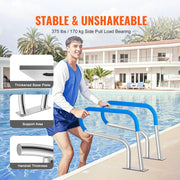 Bild in Galerie-Viewer laden, Amocart Pool Handrail Stainless Steel with Base Plate for Indoor/Outdoor Swimming Pool Safety Railing w/ Grip Cover for Decks