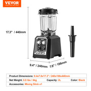 Bild in Galerie-Viewer laden, SucceBuy 2L Smoothie Blender Professional Countertop Fruit Food Processor Mixer Maker with Stainless Steel for Home Kitchen Bar