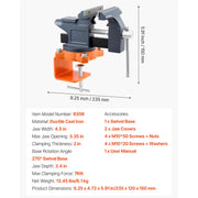 Charger l'image dans la visionneuse de galerie, Amocart Bench Vise 4.5 Inch Portable Workbench Vice with 270° Swivel Base Cast Iron Construction for Woodworking Metalworking