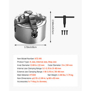 Load image into Gallery viewer, SucceBuy 3 In / 10 In Lathe Chuck 4-Jaw T-key Fixing Screws Reversible Jaws HT300 Material Internal External for Metal Lathe Use - AMOCART