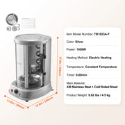 Bild in Galerie-Viewer laden, SucceBuy Shawarma Grill Machine Vertical Chicken Shawarma Cooker Machine Electric Stainless Steel Broiler Gyro Rotisserie Oven D
