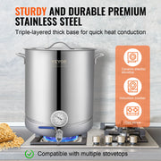 Load image into Gallery viewer, SucceBuy Stainless Steel Kettle 16 GALLON Brewing Pot Tri Ply Bottom for Beer Brew Kettle Pot Home Brewing Supplies Includes Lid