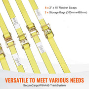 Load image into Gallery viewer, Amocart 8pcs 4400Lbs Ratchet Tie Down Straps E-Track Heavy Duty Strap with Hook Loop for Moving Securing Cargo Lawn Equipment